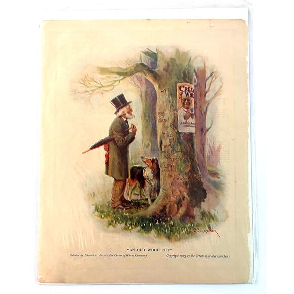 1923 Original Antique Magazine Ad | Cream of Wheat | "An Old Wood Cut" - Picture 2 of 3